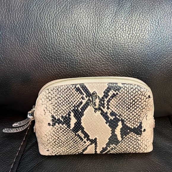 SALE!!! Jimmy Choo Python snakeskin leather logo clutch / pouch bag NEW - Picture 2 of 8